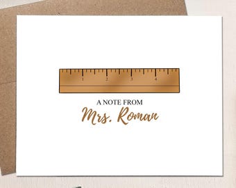 Ruler Note Cards - Teacher Gift - Personalized Teacher Stationery