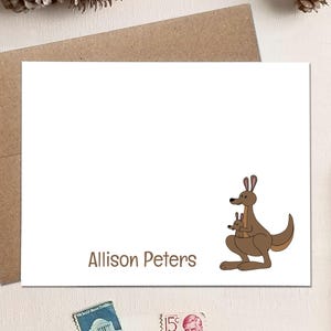 Kangaroo Note Card Printable - Personalized Note Cards - Kangaroo Gifts - Kangaroo Stationery - Print at Home PDF