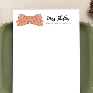 Printable Bandage Notepad for Doctors or School Nurse - Personalized Notepads - Medical Stationery Gifts - PDF Download - Print at Home