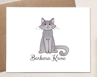 Cat Note Cards - Stationery Gifts for Women - Personalized Note Card Set