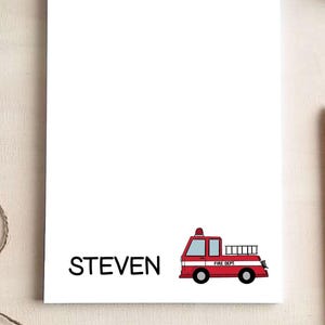 Printable Notepad - Fire Truck Notepad - Personalized Stationery Gift for Fireman - Fire Fighter Gifts - PDF Download - Print at Home
