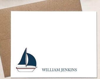 Personalized Sailing Note Cards - Sailboat Stationery Card Set - Sailor Gifts