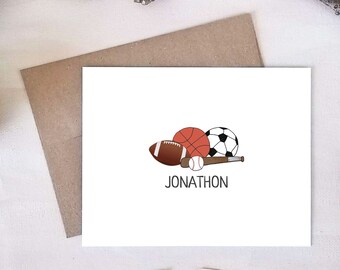 Sports Note Card Set - Personalized Gift for Phys Ed Teacher - Coach Gift