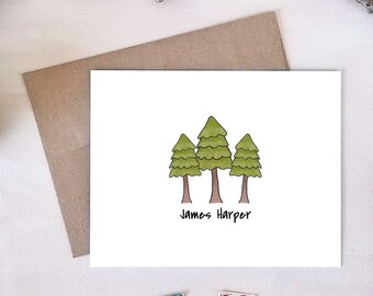 Personalized Note Cards - Pine Tree Stationery - Camping Gifts