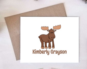 Personalized Note Card Set - Moose Note Cards - Gift for Moose Lover