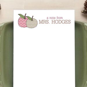 Printable Chevron Apple Notepad Personalized Stationery Gifts for Teachers PDF Instant Download Print at Home