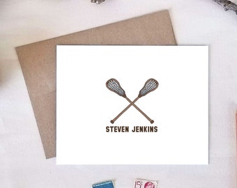 Lacrosse Note Cards - Personalized Stationery - Coach Gift
