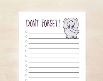 Elephant To Do List Notepad