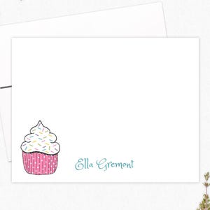 Printable Personalized Note Cards - Cupcake Note Card Set - Birthday Gifts for Kids - Print at Home PDF