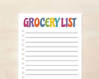 Colorful Grocery List Notepad