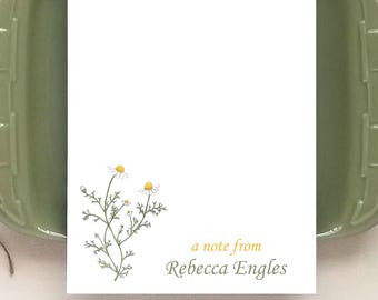 Personalized Notepad - Chamomile Notepad - Herbal Floral Stationery Gift Herbalist