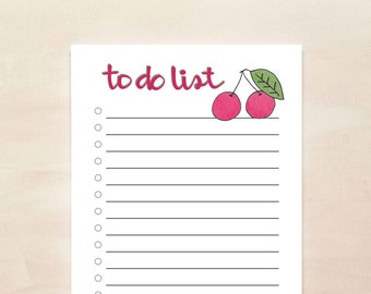 To Do List Notepad - Cherry To Do List Notepad