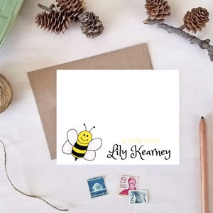 Personalized Bee Note Card Set Bumblebee Stationery Personalized Bee Gifts image 1