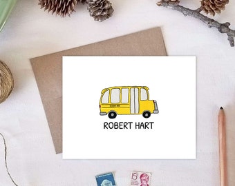 School Bus Note Cards - Personalized Stationery Gifts for Bus Drivers - Back to School