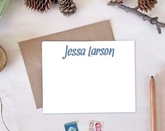 Personalized Stationery - Pretty Script Flat Note Cards - Gifts for Women