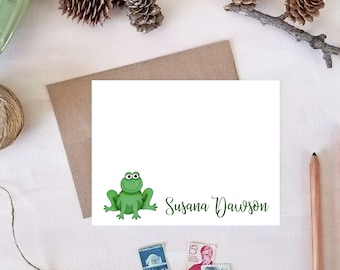 Personalized Note Card Set - Frog Note Cards for Kids - Frog Gifts