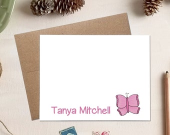 Personalized Butterfly Note Cards for Girls - Butterfly Stationery - Butterfly Gifts