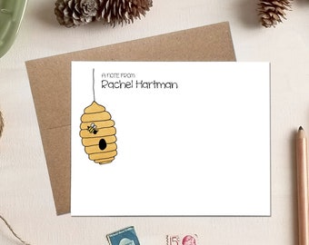 Personalized Bee Hive Note Cards - Stationery Gifts - Bee Gifts