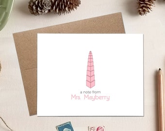 Personalized Teacher Note Cards - Pink Tower Note Card Set - Stationery Gifts for Teachers - Teacher Gift