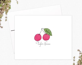 Personalized Note Cards - Cherry Stationery - Gifts for Cherry Lovers