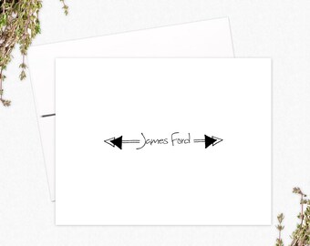 Personalized Note Cards for Him - DOUBLE ARROW - Folded Note Card Set - Stationery Gifts for Men - Custom Stationary for Boys