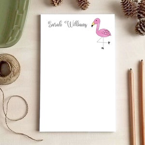 Watercolor Flamingo Notepad - Personalized Notepads - Tropical Stationery Gifts