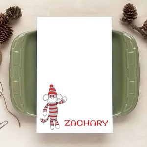 Personalized Notepad Sock Monkey Notepad Stationery for Children Sock Monkey Gift image 1