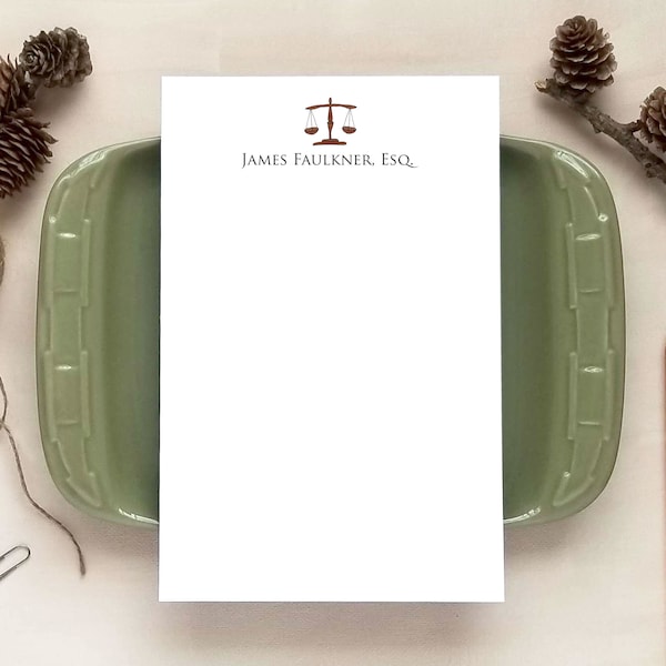 Justice Notepad for Lawyers - Personalized Notepads - Law Stationery Gifts