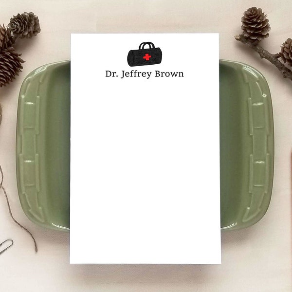 Personalized Doctor Notepad - Red Cross Bag Notepad - Stationery Gifts for Doctors or Nurses - Medical Gift
