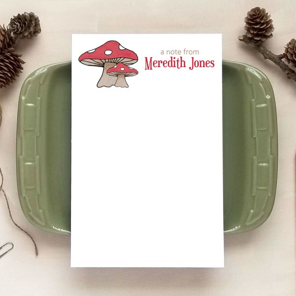 Personalized Notepad - Mushroom Notepad for Her - Personalized Stationery Gifts for Women