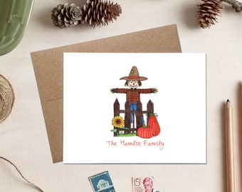 Personalized Fall Stationery - Scarecrow Note Cards - Teacher Gift