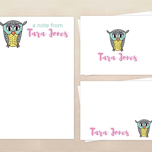 Owl Notepad for Her Personalized Notepads Stationery Gifts Etsy