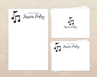 Personalized Music Stationery - Music Notes Stationery Gift Set - Music Notepad & Note Cards - Gift for Musicians or Music Teachers