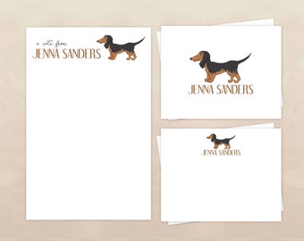 Personalized Stationery - Dog Stationery Gift Set - Dachshund Dog Notepad & Note Cards Set - Dog Gift