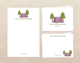 Camp Stationery Gift Set for Kids - Personalized Summer Camp Note Cards & Notepad