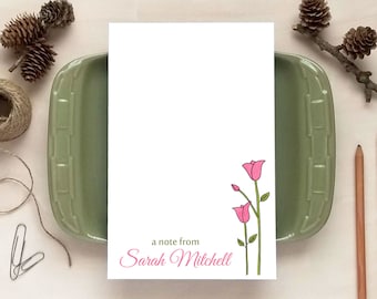 Personalized Notepad - Tulip Notepad for Her - Personalized Floral Stationery Gifts for Women