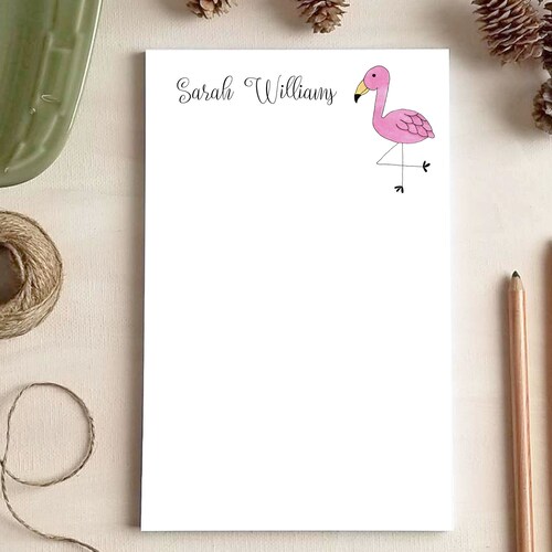Watercolor Flamingo Notepad Personalized Notepads Tropical Etsy