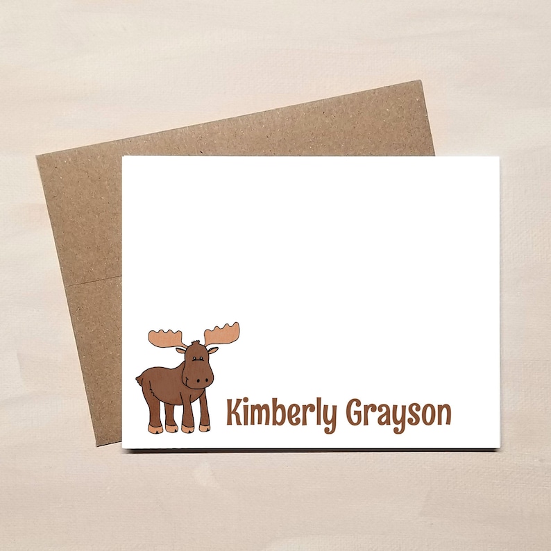 Personalized Moose Note Cards - FLAT Personalized Moose Note Cards - FLAT
