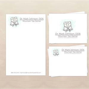 Dentist Gift - Personalized Stationery Set - Tooth Dental Note Cards and Notepad - Cute Gift for Dentists or Dental Hygienist zdjęcie 1