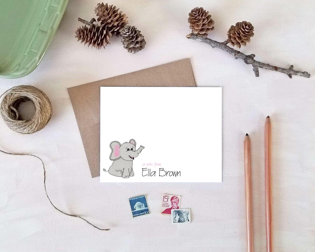 Elephant Note Cards Personalized Zoo Animal Stationery Gifts For Kids elephant-note-cards-personalized-zoo-animal-stationery-gifts-for-kids
