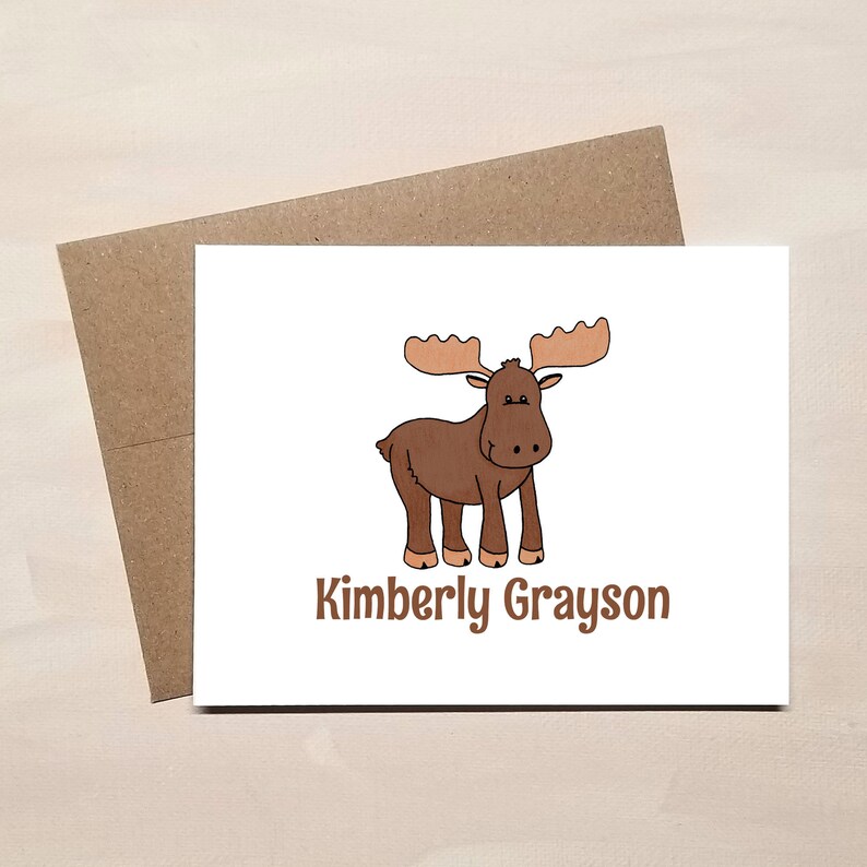 Personalized Moose Note Cards - FOLDED Personalized Moose Note Cards - FOLDED