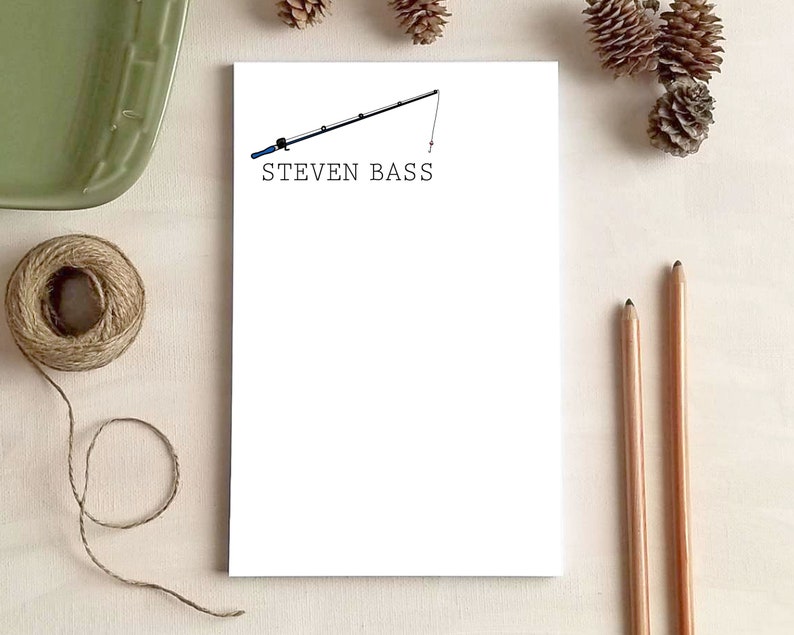 Fishing Pole Notepad Personalized Notepads Stationery Gift for Fishing Lovers Fisherman Gifts image 1