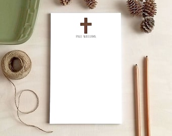 Personalized Cross Notepad - Wooden Cross Notepad - Christian Stationery - Religious Gifts