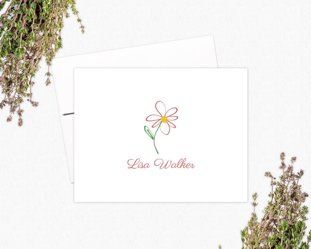 Personalized Note Cards - Pink Daisy Stationery - Floral Gifts for Her ...
