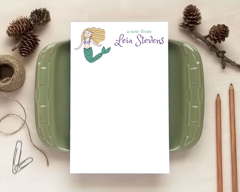 Custom Mermaid Notepad for Girls Personalized Notepads image 0
