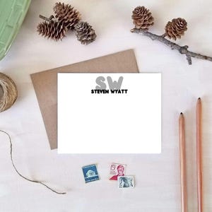 Printable Personalized Note Cards - Flat Note Card Set - Stationery Gifts for Him - Print at Home PDF