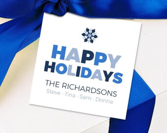 Happy Holidays Gift Tags Snowflake Enclosure Cards Personalized MINI Cards Holidays Favor Tags