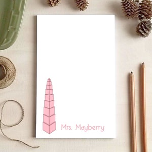 Personalized Notepad - Pink Tower Notepad - Stationery Gift for Teachers - Teacher Gifts