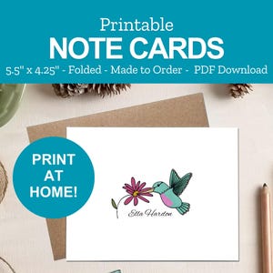 Hummingbird Note Cards - Printable Hummingbird Stationery - Personalized Hummingbird Gifts