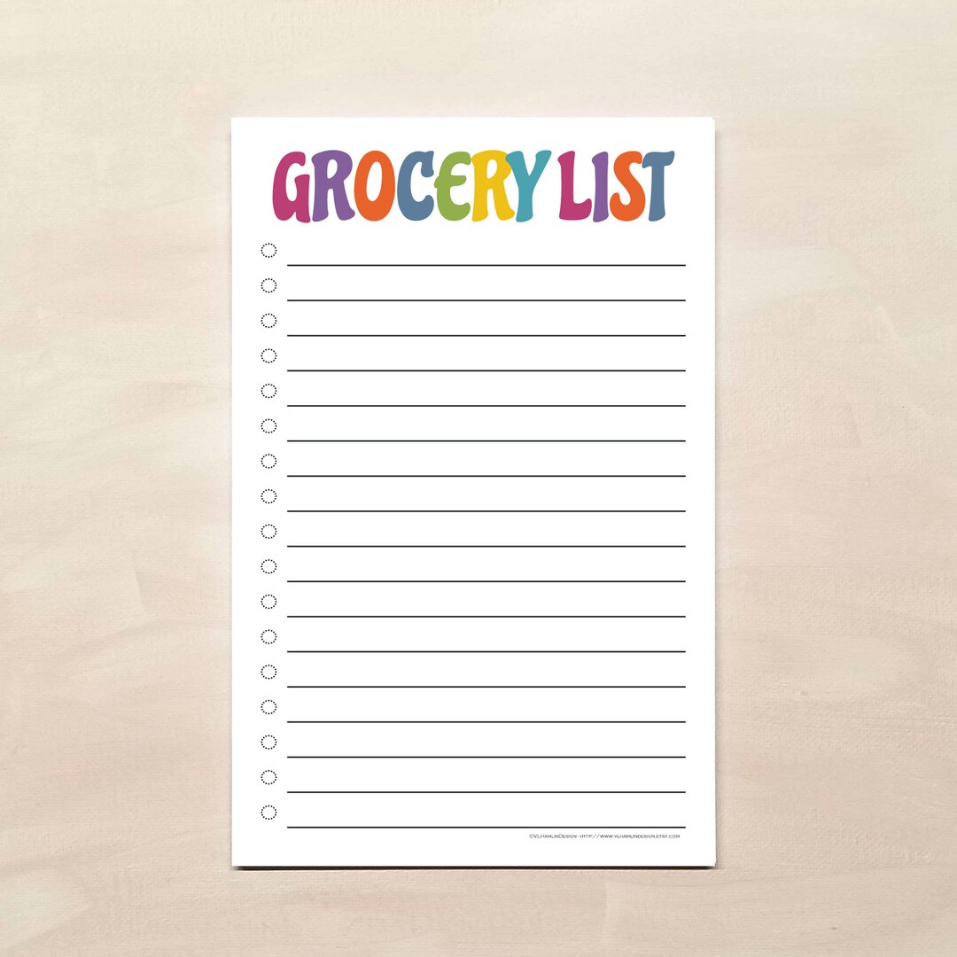 Colorful Grocery List Notepad - Etsy